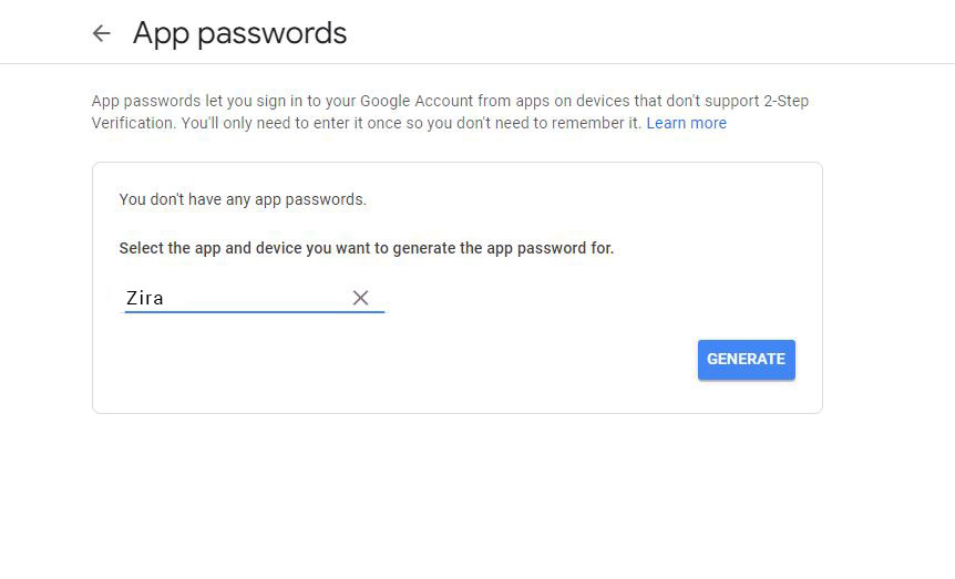 Generate App Password